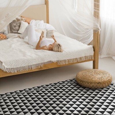 Tapis vinyle rectangulaire Tissu imitation triangles noirs et blancs