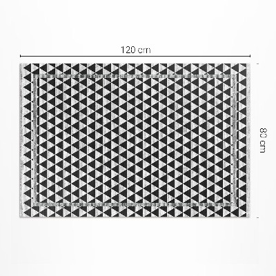 Tapis vinyle rectangulaire Tissu imitation triangles noirs et blancs