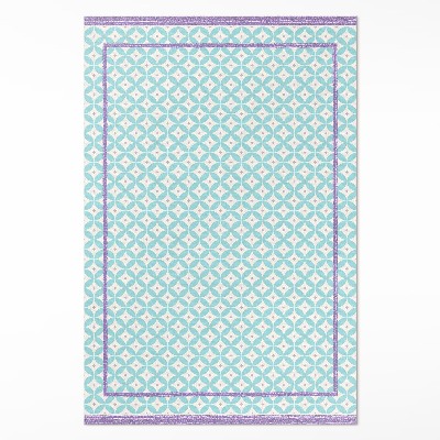 Tapis vinyle rectangulaire Cadres et roues imitant le tissu coloré