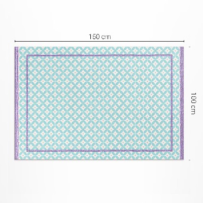 Tapis vinyle rectangulaire Cadres et roues imitant le tissu coloré