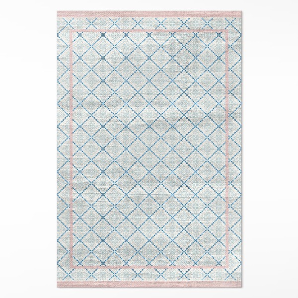 Tapis vinyle Tissu imitation lignes bleues régulières