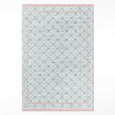 Tapis vinyle Tissu imitation lignes bleues régulières
