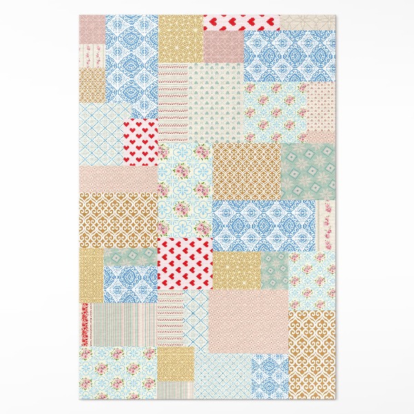 Tapis vinyle rectangulaire Patchwork de divers morceaux de tissu imitation