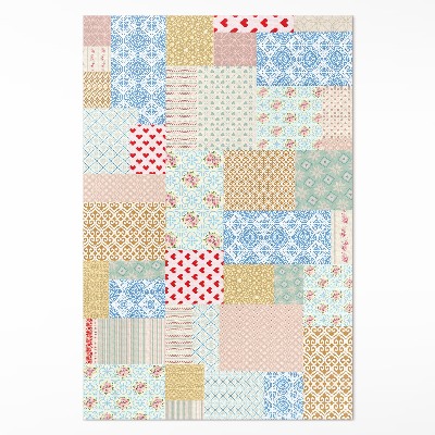 Tapis vinyle rectangulaire Patchwork de divers morceaux de tissu imitation