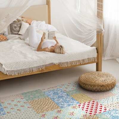Tapis vinyle rectangulaire Patchwork de divers morceaux de tissu imitation