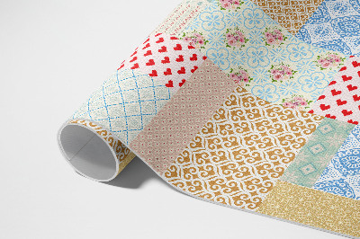 Tapis vinyle rectangulaire Patchwork de divers morceaux de tissu imitation
