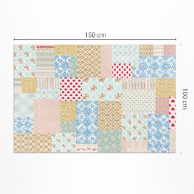 Tapis vinyle rectangulaire Patchwork de divers morceaux de tissu imitation