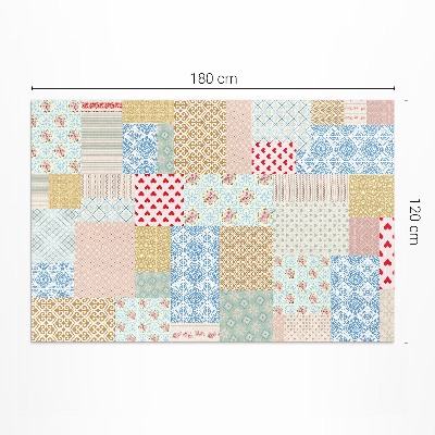 Tapis vinyle rectangulaire Patchwork de divers morceaux de tissu imitation