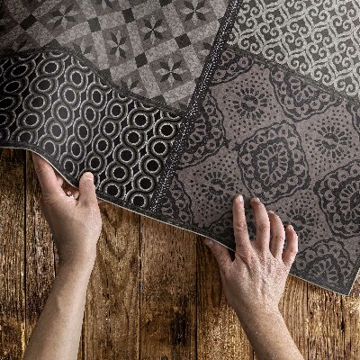 Tapis vinyle rectangulaire Une combinaison de différents motifs, tissu imitation