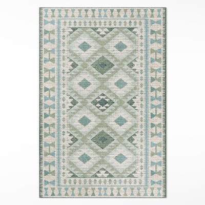Tapis vinyle rectangulaire Tissu imitation losanges verts
