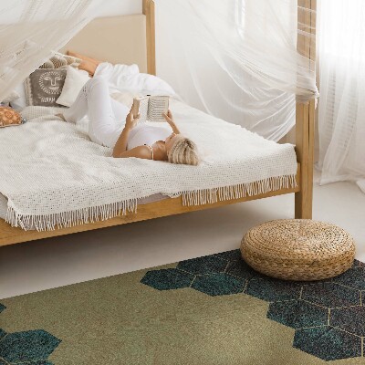 Tapis vinyle rectangulaire Hexagones en béton au design moderne