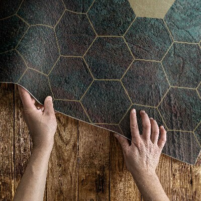 Tapis vinyle rectangulaire Hexagones en béton au design moderne