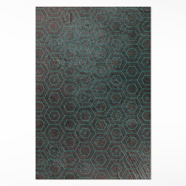 Tapis vinyle rectangulaire Hexagones au design rétro brut