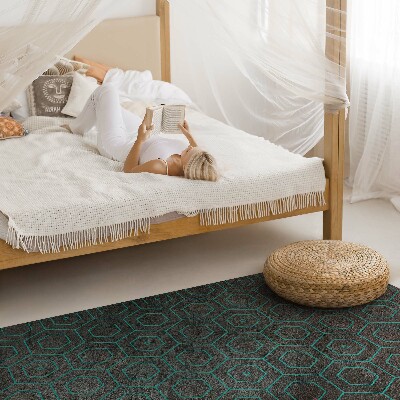 Tapis vinyle rectangulaire Hexagones au design rétro brut