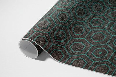 Tapis vinyle rectangulaire Hexagones au design rétro brut