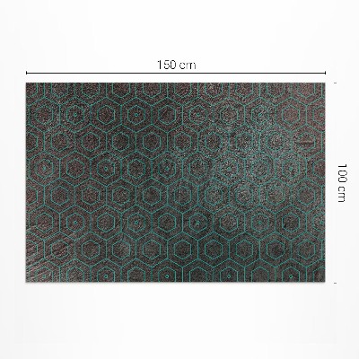 Tapis vinyle rectangulaire Hexagones au design rétro brut