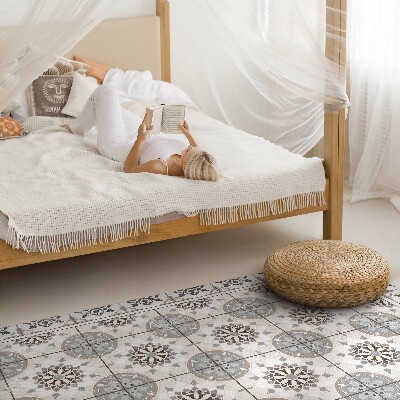 Tapis vinyle rectangulaire Mosaïque ornementale de cercles floraux