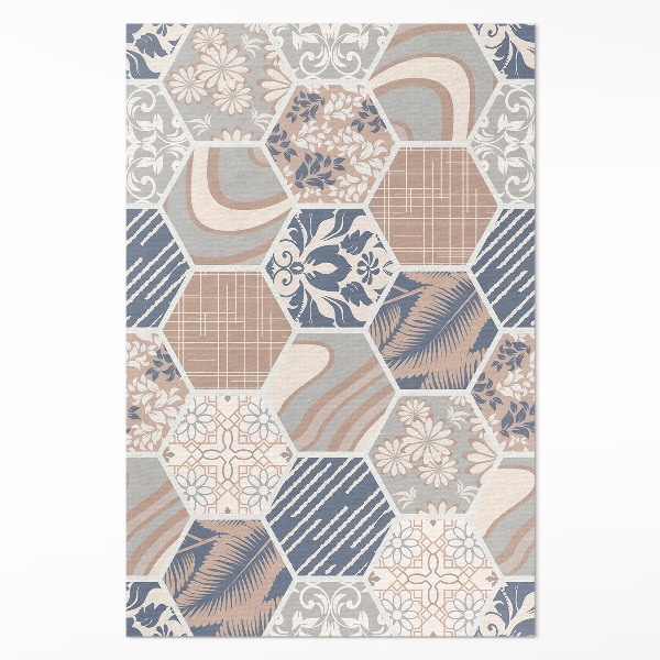 Tapis vinyle Carreaux bohèmes hexagonaux hawaïens