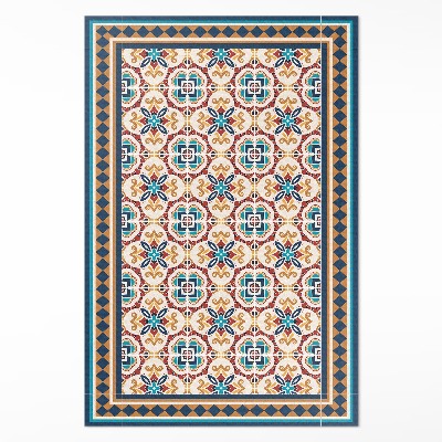 Tapis vinyle rectangulaire Carreaux décoratifs à géométrie florale