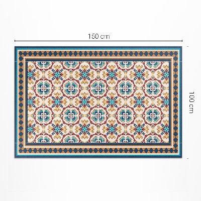 Tapis vinyle rectangulaire Carreaux décoratifs à géométrie florale