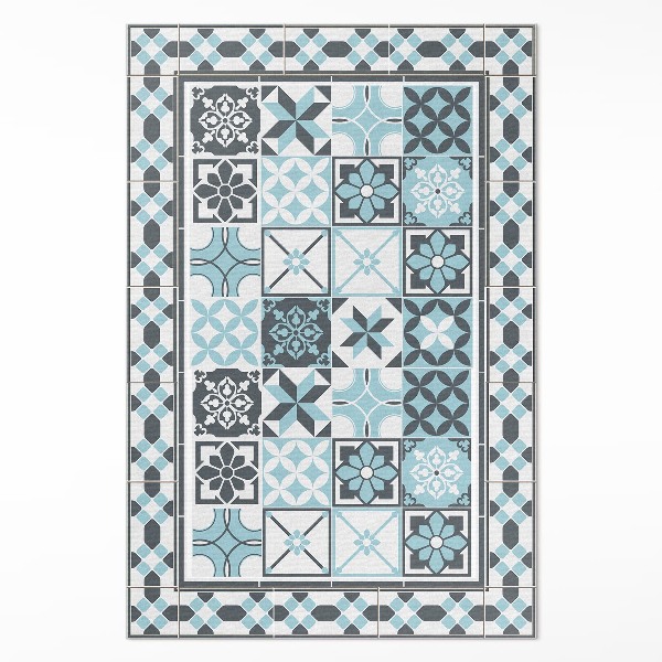 Tapis vinyle Carreaux ornementaux géométriques tricolores
