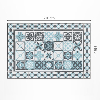 Tapis vinyle Carreaux ornementaux géométriques tricolores
