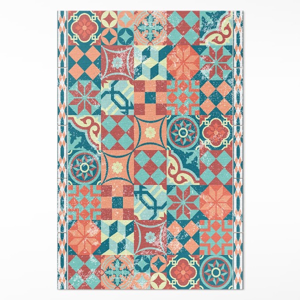 Tapis vinyle rectangulaire Carreaux portugais rétro vieillis