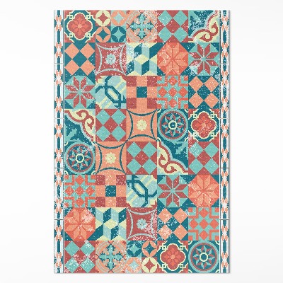 Tapis vinyle rectangulaire Carreaux portugais rétro vieillis