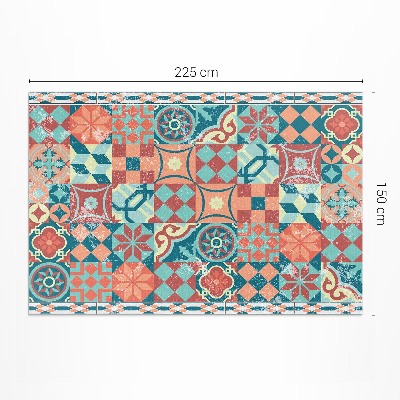 Tapis vinyle rectangulaire Carreaux portugais rétro vieillis