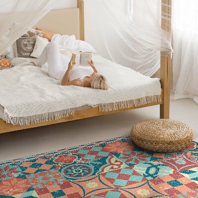 Tapis vinyle rectangulaire Carreaux portugais rétro vieillis