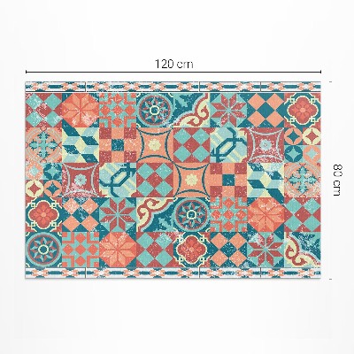 Tapis vinyle rectangulaire Carreaux portugais rétro vieillis