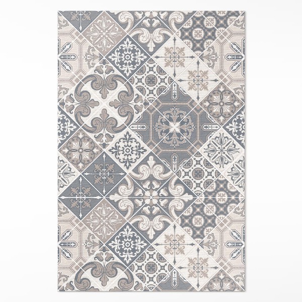 Tapis vinyle Mosaïque à motifs floraux catalans