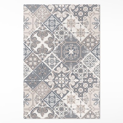 Tapis vinyle Mosaïque à motifs floraux catalans