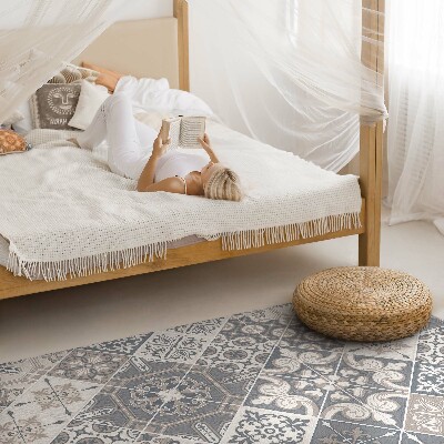 Tapis vinyle Mosaïque à motifs floraux catalans