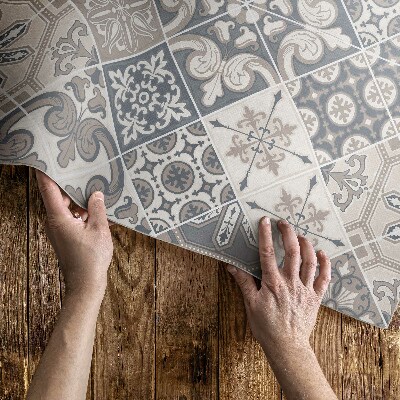 Tapis vinyle Mosaïque à motifs floraux catalans