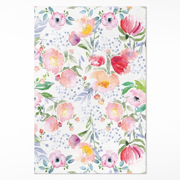 Tapis vinyle Aquarelle fleurs plantes délicates