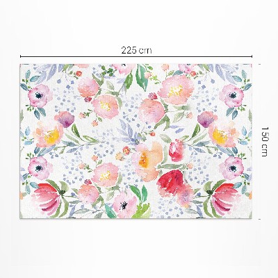 Tapis vinyle Aquarelle fleurs plantes délicates