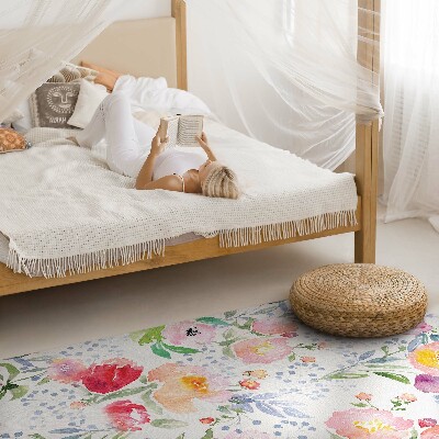 Tapis vinyle Aquarelle fleurs plantes délicates