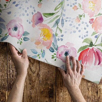 Tapis vinyle Aquarelle fleurs plantes délicates