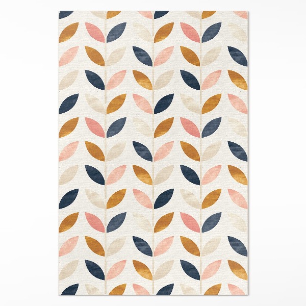 Tapis vinyle rectangulaire Petites feuilles aquarelle style bohème