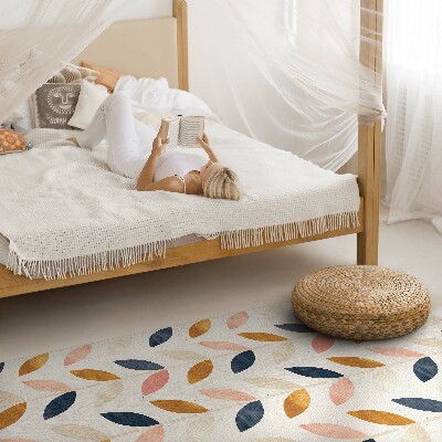 Tapis vinyle rectangulaire Petites feuilles aquarelle style bohème