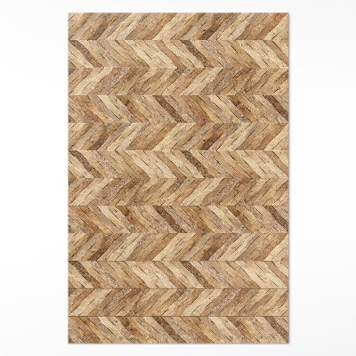 Tapis vinyle rectangulaire Parquet à chevrons en bois tendance