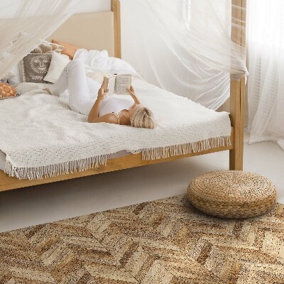 Tapis vinyle rectangulaire Parquet à chevrons en bois tendance