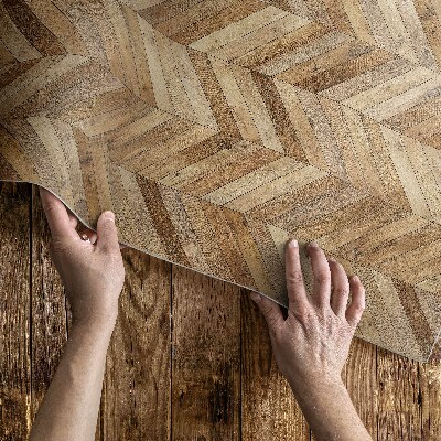 Tapis vinyle rectangulaire Parquet à chevrons en bois tendance