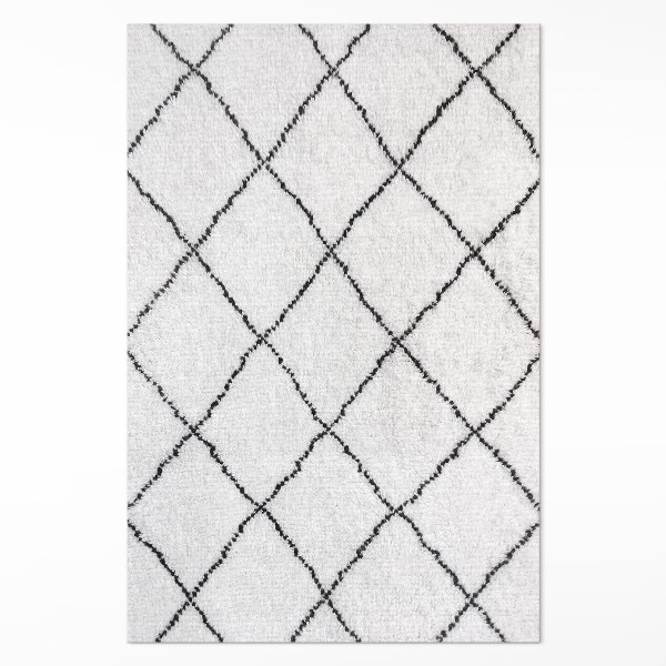 Tapis vinyle Peluche imitation motif lignes noires