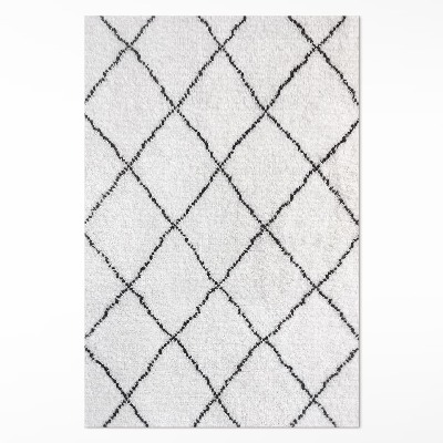 Tapis vinyle Peluche imitation motif lignes noires