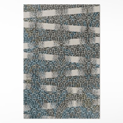 Tapis vinyle rectangulaire ornement et rayures de style vintage