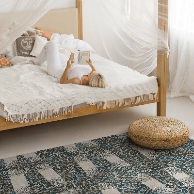 Tapis vinyle rectangulaire ornement et rayures de style vintage