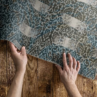 Tapis vinyle rectangulaire ornement et rayures de style vintage