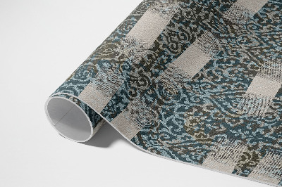 Tapis vinyle rectangulaire ornement et rayures de style vintage